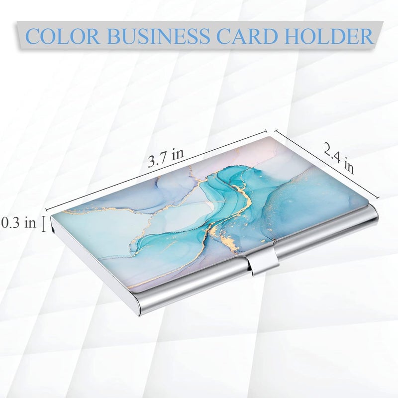 Xavier Business Card Holder，Color Printing Men's and Women's Business Card Case，Ultra-Thin Metal Business Card Organizer，Carry-on Pocket Wallet Business Card Holder,Multicolored Marble - Image 2